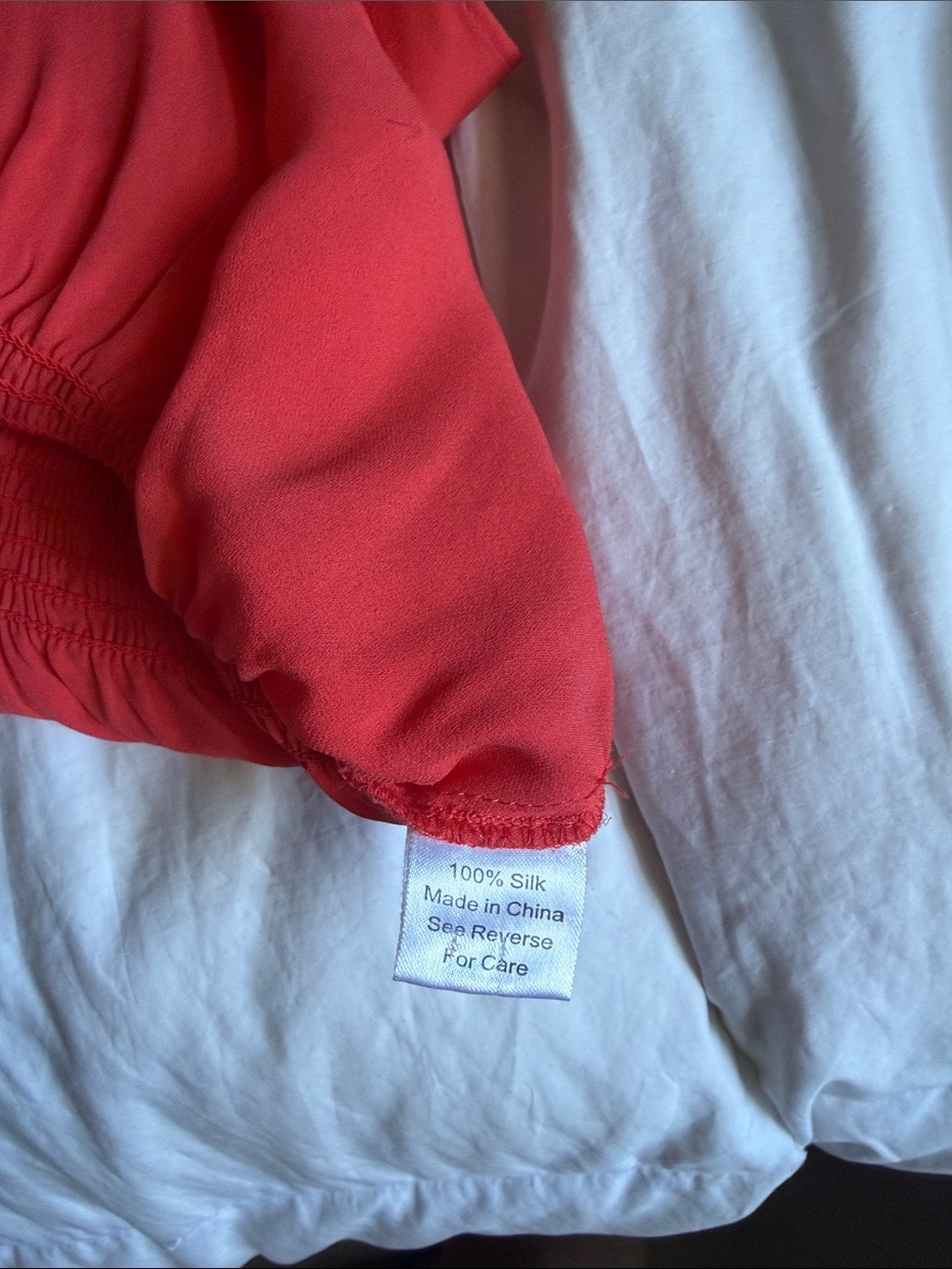 Parker Bright Red Button-Front Blouse with Smocked Waist - Picture 6 of 6